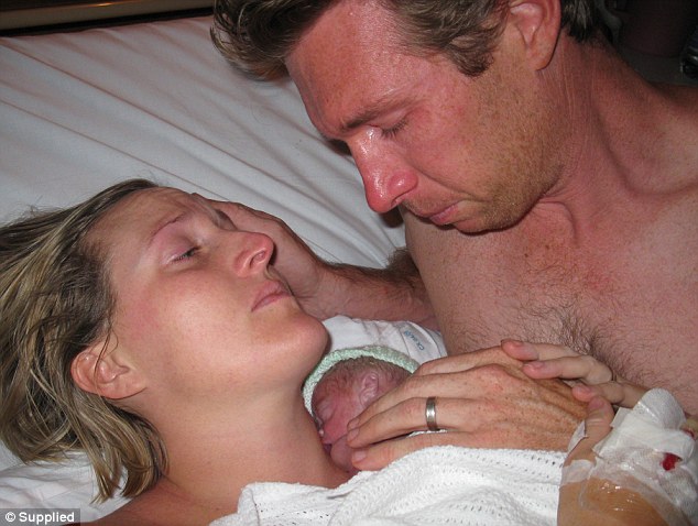 When a woman gives birth, her husband collapses.